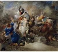 PMEFGJDPE Famoso Impresiones de Lienzo Impresion Arte Pared Il rapimento di Rebecca di Eugene Louis Lami para la Decoración del Hogar de la Oficina 60x90cm