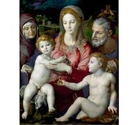 PMEFGJDPE Famoso Impresiones de Lienzo Impresion Arte Pared la Sacra Famiglia con Sant'Anna e San Giovannino Dipinto di Agnolo Di Cosimo Bronzino para la Decoración del Hogar de la Oficina 60x90cm