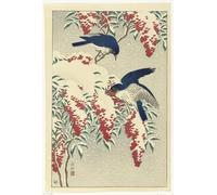 PMEFGJDPE Famoso Impresiones de Lienzo Impresion Arte Pared Pesce che salta prima di Ohara Koson para la Decoración del Hogar de la Oficina 60x90cm