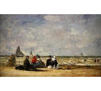 PMEFGJDPE Famoso Impresiones de Lienzo Impresion Arte Pared Scena da spiaggia di Eugene Louis Boudin para la Decoración del Hogar de la Oficina 60x90cm