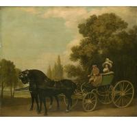 PMEFGJDPE Famoso Impresiones de Lienzo Impresion Arte Pared un gentiluomo che guida una signora in una Phaeton di George Stubbs para la Decoración del Hogar de la Oficina 60x90cm