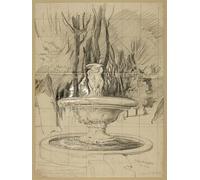 PMEFGJDPE Famoso Painting Cuadro Lienzos Fotos Fontana con putti nel giardino della villa di Hans Thoma para la Decoración de la Sala de Estar 60x90cm