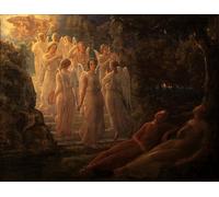 PMEFGJDPE Famoso Painting Cuadro Lienzos Fotos Poesia anima le scale d'oro di Louis Janmot para la Decoración de la Sala de Estar 60x90cm