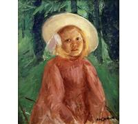 PMEFGJDPE Famoso Pared Decoración Arte Lienzo Imagen Bambina in abito di ribes rosso di Mary Cassatt para Decoración de Paredes 60x90cm