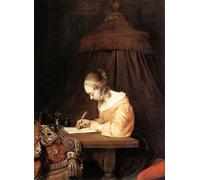 PMEFGJDPE Famoso Pared Decoración Arte Lienzo Imagen Donna che scrive una lettera Gerard Ter Borch para Decoración de Paredes 60x90cm