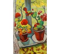 PMEFGJDPE Famoso Pared Decoración Arte Lienzo Imagen Fiori alla finestra Begonia in vaso I di August Macke para Decoración de Paredes 60x90cm