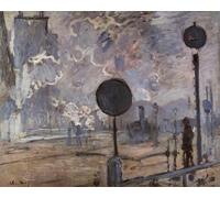 PMEFGJDPE Famoso Pared Decoración Arte Lienzo Imagen Gare Saint Lazare di Claude Monet para Decoración de Paredes 60x90cm
