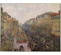 PMEFGJDPE Famoso Pared Decoración Arte Lienzo Imagen Giorno del Mardi Gras in Boulevard Montmartre a Parigi di Camille Jacob Pissarro para Decoración de Paredes 60x90cm