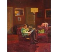 PMEFGJDPE Famoso Pared Decoración Arte Lienzo Imagen Interno con una donna che legge alla lampada Robert Panitzsch para Decoración de Paredes 60x90cm