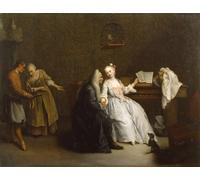 PMEFGJDPE Famoso Pared Decoración Arte Lienzo Imagen la Lezione di Musica di Pietro Longhi para Decoración de Paredes 60x90cm