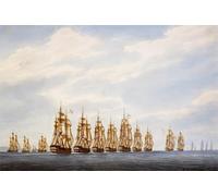 PMEFGJDPE Famoso Pared Decoración Arte Lienzo Imagen La partida de nueve barcos tres fragatas de François Geoffroy Roux para Decoración de Paredes 60x90cm