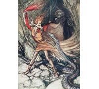 PMEFGJDPE Famoso Pared Decoración Arte Lienzo Imagen Ohe Ohe Terribile Drago Oh Ingoiami Non per l'Oro del Reno di Arthur Rackham para Decoración de Paredes 60x90cm