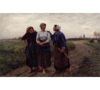 PMEFGJDPE Famoso Pared Decoración Arte Lienzo Imagen Partenza per i campi Jules-adolphe Breton para Decoración de Paredes 60x90cm