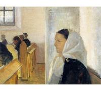 PMEFGJDPE Famoso Pared Decoración Arte Lienzo Imagen Ragazza con sciarpa bianca nella chiesa Anna Ancher para Decoración de Paredes 60x90cm