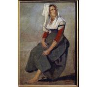 PMEFGJDPE Famoso Pared Decoración Arte Lienzo Imagen Ritratto italiana Maria De Sorre seduta con la testa alta Dipinto di Jean Baptiste Camille Corot para Decoración de Paredes 60x90cm