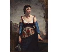 PMEFGJDPE Famoso Prints Sobre Lienzo Impresión de Carteles Agostina l'Italiana di Jean Baptiste Camille Corot para la Decoración del Hogar del Dormitorio 60x90cm