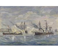 PMEFGJDPE Famoso Prints Sobre Lienzo Impresión de Carteles Combattimento navale tra la nave peruviana Huascar di Rafael Monleon Y Torres para la Decoración del Hogar del Dormitorio 60x90cm