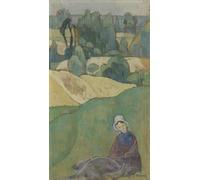 PMEFGJDPE Famoso Prints Sobre Lienzo Impresión de Carteles Donna seduta in un campo di Emile Bernard para la Decoración del Hogar del Dormitorio 60x90cm