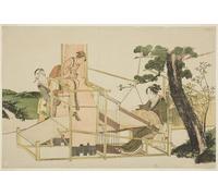 PMEFGJDPE Famoso Prints Sobre Lienzo Impresión de Carteles Donne che tessono al telaio di Katsushika Hokusai para la Decoración del Hogar del Dormitorio 60x90cm