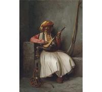 PMEFGJDPE Famoso Prints Sobre Lienzo Impresión de Carteles il suonatore di mandolino di Jean léon para la Decoración del Hogar del Dormitorio 60x90cm