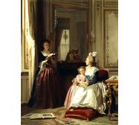 PMEFGJDPE Famoso Prints Sobre Lienzo Impresión de Carteles Madame De Lamballe legge a Maria Antonietta e sua figlia Carlotta di Caraud para la Decoración del Hogar del Dormitorio 60x90cm