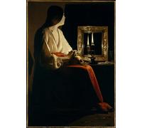 PMEFGJDPE Famoso Prints Sobre Lienzo Impresión de Carteles Maria Maddalena penitente di Georges De La Tour para la Decoración del Hogar del Dormitorio 60x90cm