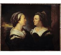 PMEFGJDPE Impresiones de Lienzo Ritratto della signora Rigaud Madre in due atteggiamenti diversi Doppio ritratto di Hyacinthe Rigaud para la Decoración del Hogar de la Oficina 60x90cm