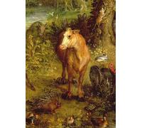 PMEFGJDPE Painting Cuadro Lienzos Fotos La Terra o il Paradiso Terrestre Particolare di una mucca porcospino e altri animali di Jan il Vecchio Brueghel para la Decoración de la Sala de Estar 60x90cm