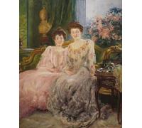 PMEFGJDPE Painting Cuadro Ritratto delle sorelle Kharitonenko la principessa E. Urusova e la contessa N. Stenbock-fermor - Paul Albert Besnard para la Decoración de la Sala de Estar 60x90cm