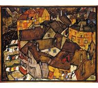 PMEFGJDPE Pared Decoración Arte Lienzo Imagen Mezzaluna delle case Krumau L'attuale Cesky Krumlov Cecoslovacchia Mezzaluna delle case Krumau di Egon Schiele para Decoración de Paredes 60x90cm