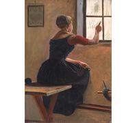 PMEFGJDPE Pared Decoración Arte Lienzo Imagen una giovane ragazza nello Jutland che scrive il nome del suo amato su una finestra nebbiosa di Christen Dalsgaard para Decoración de Paredes 60x90cm