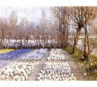PMEFGJDPE Pinturas Famosas Cuadro Pared Lienzo Pintura Decorativa Campi di Crocus primaverili di George Hitchcock para Decoraciones del Hogar 60x90cm