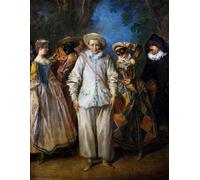 PMEFGJDPE Pinturas Famosas Cuadro Pared Lienzo Pintura Decorativa gli attori della commedia italiana di Nicolas Lancret para Decoraciones del Hogar 60x90cm