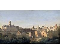 PMEFGJDPE Pinturas Famosas Cuadro Pared Lienzo Pintura Decorativa il Foro visto dai Giardini Farnese di Jean Baptiste Camille Corot para Decoraciones del Hogar 60x90cm