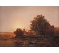 PMEFGJDPE Pinturas Famosas Cuadro Pared Lienzo Pintura Decorativa Paesaggio estivo con mulini a vento Aleksey Savrasov para Decoraciones del Hogar 60x90cm