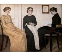 PMEFGJDPE Pinturas Famosas Cuadro Pared Lienzo Pintura Decorativa Tre giovani donne di Vilhelm Hammershoi para Decoraciones del Hogar 60x90cm