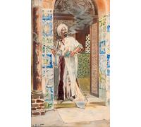 PMEFGJDPE Pinturas Famosas Cuadro Pared Lienzo Pintura Decorativa Uomo che fuma sulla porta di Rudolf Ernst para Decoraciones del Hogar 60x90cm