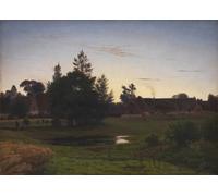 PMEFGJDPE Pinturas Famosas Impresiones de Lienzo Impresion Arte Pared Dopo il tramonto alla periferia di un villaggio di Vilhelm Kyhn para la Decoración del Hogar de la Oficina 60x90cm