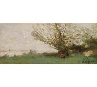 PMEFGJDPE Pinturas Famosas Impresiones de Lienzo Impresion Arte Pared Paesaggio invernale accanto a un lago di Jean Baptiste Camille Corot para la Decoración del Hogar de la Oficina 60x90cm