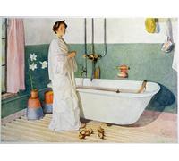 PMEFGJDPE Pinturas Famosas Impresiones de Lienzo Impresion Arte Pared Scena del bagno Lisbeth Let in More Light di Carl Larsson para la Decoración del Hogar de la Oficina 60x90cm