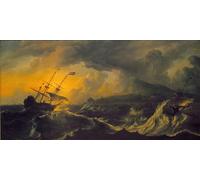 PMEFGJDPE Pinturas Famosas Impresiones de Lienzo Impresion Arte Pared Tempesta su una montagna di Ludolf Backhuysen para la Decoración del Hogar de la Oficina 60x90cm