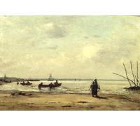 PMEFGJDPE Pinturas Famosas Painting Cuadro Lienzos Fotos Bassa marea vicino a Honfleur di Eugene Louis Boudin para la Decoración de la Sala de Estar 60x90cm