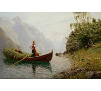 PMEFGJDPE Pinturas Famosas Painting Cuadro Lienzos Fotos Donna e uomo nel paesaggio dei fiordi di Hans Dahl para la Decoración de la Sala de Estar 60x90cm