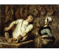 PMEFGJDPE Pinturas Famosas Painting Cuadro Lienzos Fotos il macellaio al mercato di Montmartre di Honoré Daumier para la Decoración de la Sala de Estar 60x90cm