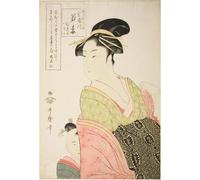 PMEFGJDPE Pinturas Famosas Painting Cuadro Lienzos Fotos la cortigiana Tsukioka di Hyogoya che rotola una lettera di Kitagawa Utamaro para la Decoración de la Sala de Estar 60x90cm
