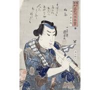 PMEFGJDPE Pinturas Famosas Painting Cuadro Lienzos Fotos Uomo che suona il flauto di Utagawa Kuniyoshi para la Decoración de la Sala de Estar 60x90cm