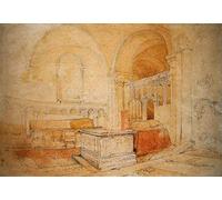 PMEFGJDPE Pinturas Famosas Pared Decoración Arte Lienzo Imagen Interno della Cattedrale di Norwich di John Sell Cotman para Decoración de Paredes 60x90cm