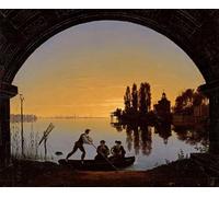 PMEFGJDPE Pinturas Famosas Pared Decoración Arte Lienzo Imagen le rive della Sprea vicino a Stralau le rive della Sprea vicino a Stralau di Karl Friedrich Schinkel para Decoración de Paredes 60x90cm