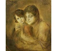 PMEFGJDPE Pinturas Famosas Pared Decoración Arte Lienzo Imagen Madre e figlio di Seraph Von Lenbach para Decoración de Paredes 60x90cm