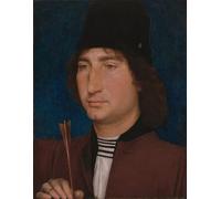 PMEFGJDPE Pinturas Famosas Pared Decoración Arte Lienzo Imagen Ritratto di un uomo con una freccia di Hans Memling para Decoración de Paredes 60x90cm